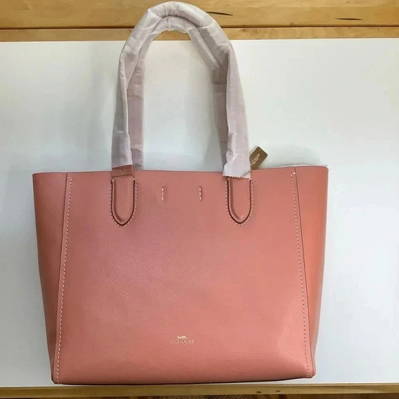 COACH Derby Pebbled Leather Shoulder Tote in Light Coral - Picture 15 of 16